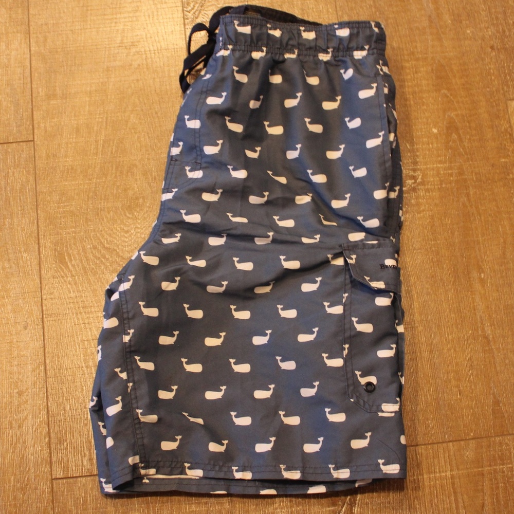 Beverly Hills Polo Club men's swim shorts, size L, blue/white